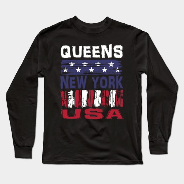 Queens New York USA T-Shirt Long Sleeve T-Shirt by Nerd_art